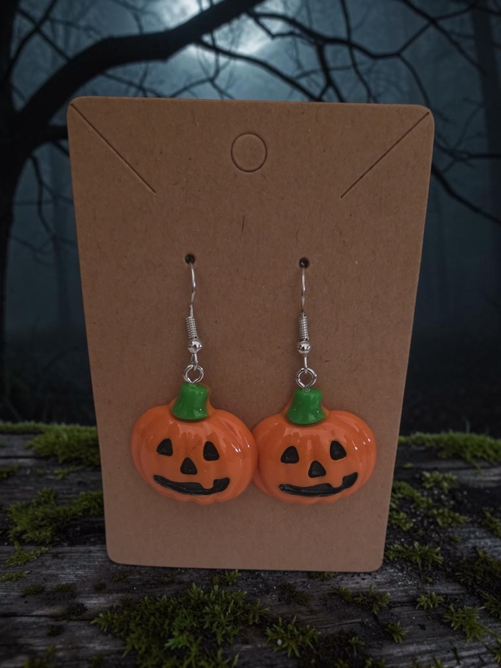 Halloween Pumpkin Dangle Earrings - Orange